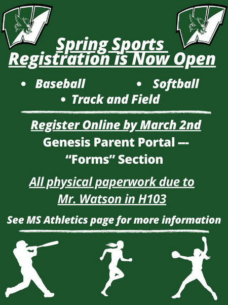 Spring Sports Registration is Now Open!!!